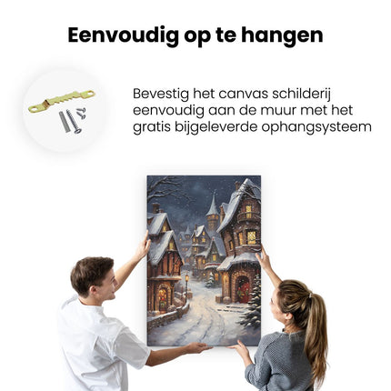 Canvas schilderij ophangen Winter Kerst Stad