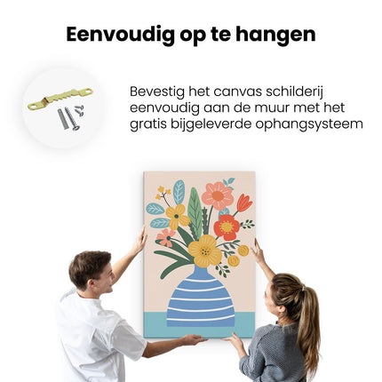 Canvas schilderij ophangen Vaas met Bloemen - Abstract