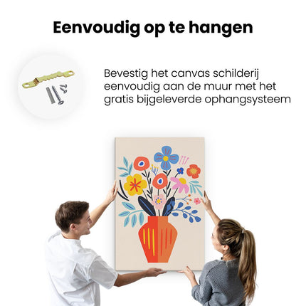 Canvas schilderij ophangen Vaas met Kleur Bloemen - Abstract