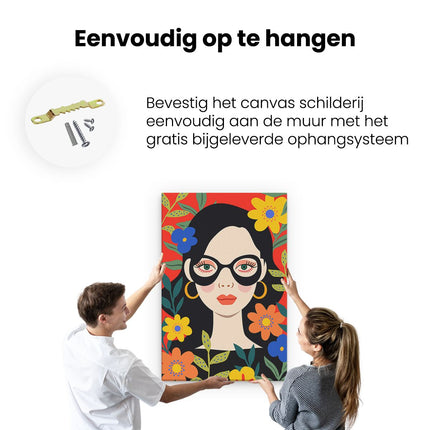 Canvas schilderij ophangen Vrouw met Bloemen - Abstract