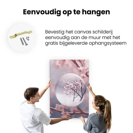 Canvas schilderij ophangen Kersebloesem in een Glazen Bol