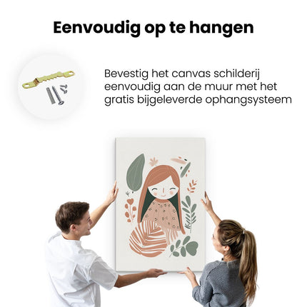 Canvas schilderij ophangen Blij Meisje met Planten