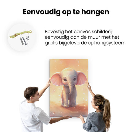 Canvas schilderij ophangen Baby Olifant