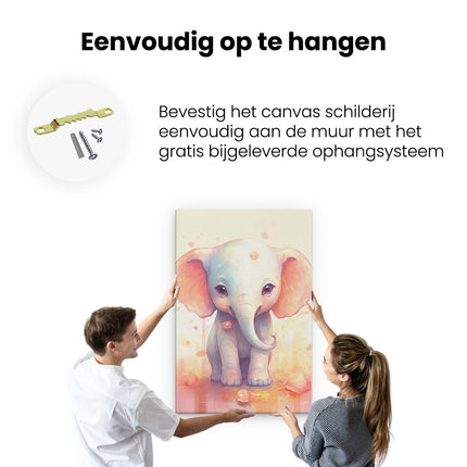 Canvas schilderij ophangen Baby Olifant