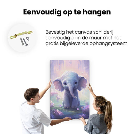 Canvas schilderij ophangen Baby Olifant in Magie