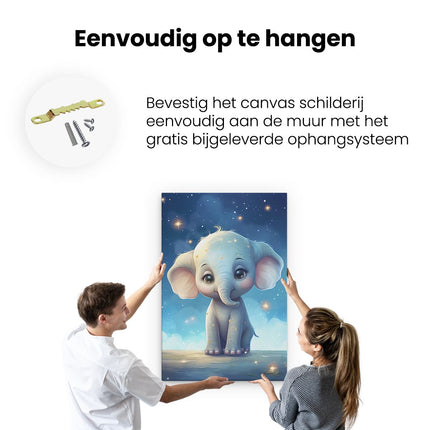 Canvas schilderij ophangen Schattige Baby Olifant