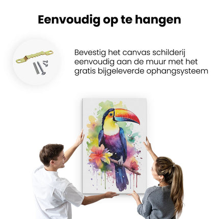 Canvas schilderij ophangen Kleurrijke Toekan Vogel