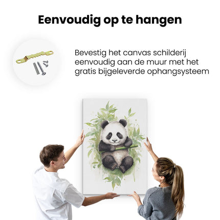 Canvas schilderij ophangen Baby Panda op Olieverf