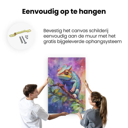 Canvas schilderij ophangen Kleurrijke Kameleon
