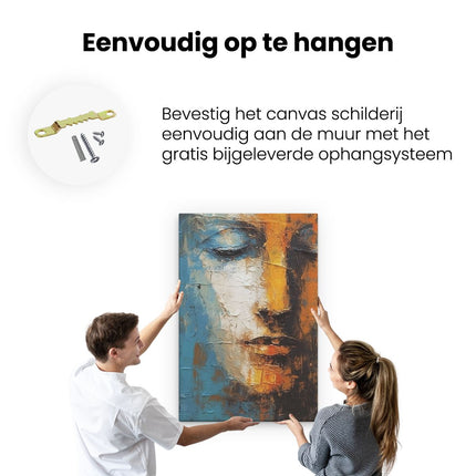Canvas schilderij ophangen Vrouw met Ogen Dicht