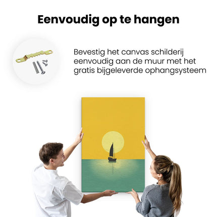 Canvas schilderij ophangen Zeilboot bij Zonsopkomst - Abstract
