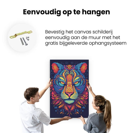 Canvas schilderij ophangen Mandela Leeuw