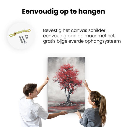 Canvas schilderij ophangen Rode Boom