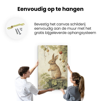 Canvas schilderij ophangen Konijn op zoek naar Eten - Tekening