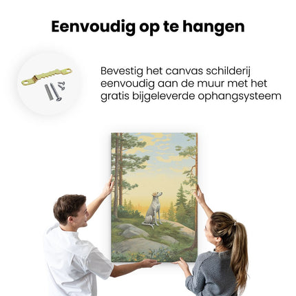 Canvas schilderij ophangen Hond in het Bos