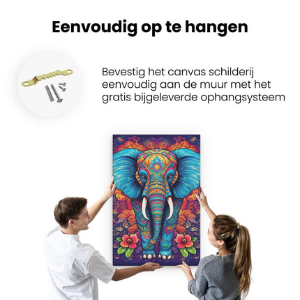 Canvas schilderij ophangen Indiaanse Olifant - Abstract