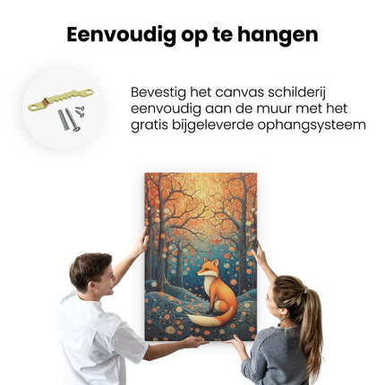 Canvas schilderij ophangen Vos in het Bos - Kunst