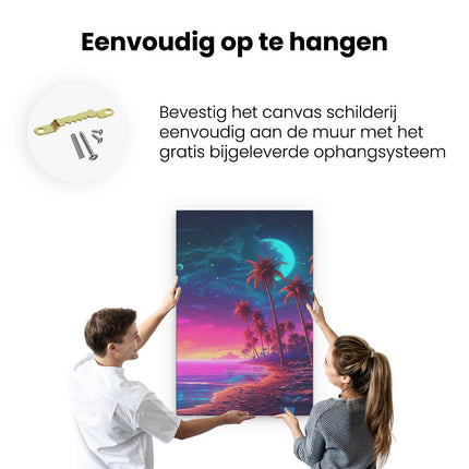 Canvas schilderij ophangen Strand met Palbomen - Magie - Kunst