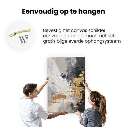 Canvas schilderij ophangen Abstract Wit Zwart met Goud