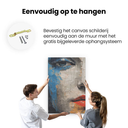Canvas schilderij ophangen Vrouw met Rode Lippen - Abstract