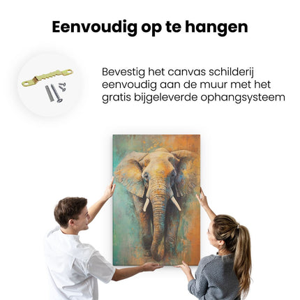 Canvas schilderij ophangen Olifant