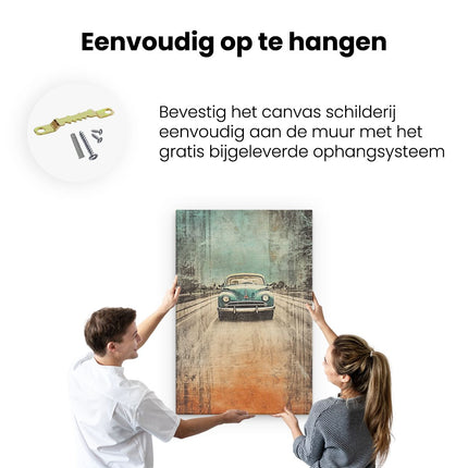 Canvas schilderij ophangen Vintage Auto