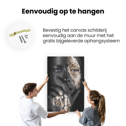 Canvas schilderij ophangen Gouden Vrouw Gezicht