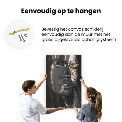 Canvas schilderij ophangen Gouden Vrouw Gezicht