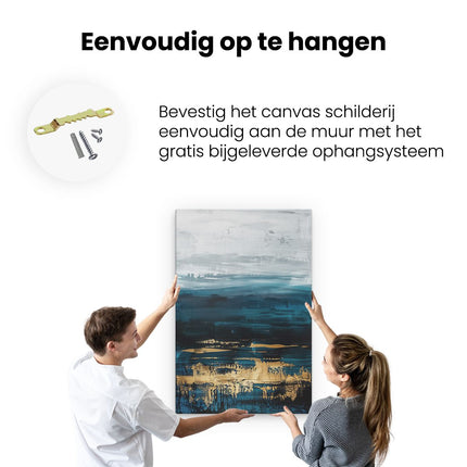 Canvas schilderij ophangen Abstract Kunstwerk van Blauw en Goud