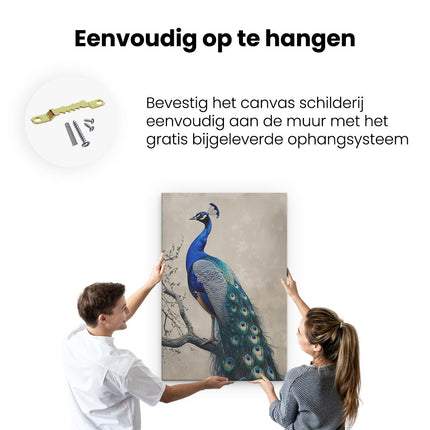 Canvas schilderij ophangen Pauw Zat op een Tak