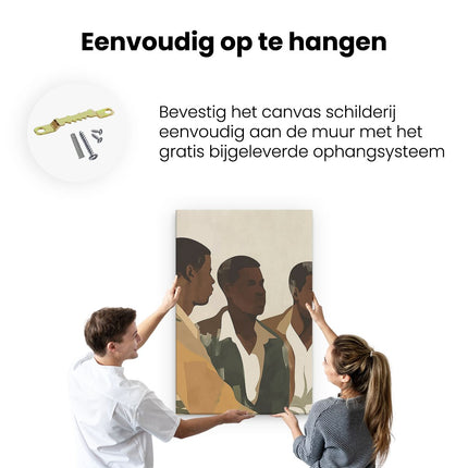 Canvas schilderij ophangen Groep Jonge Mannen die bij Elkaar Staan