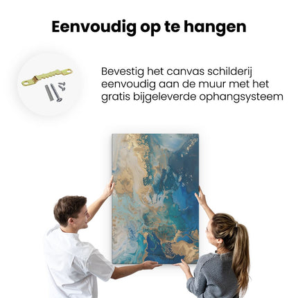 Canvas schilderij ophangen Blauwe en Gouden Kaart van Europa