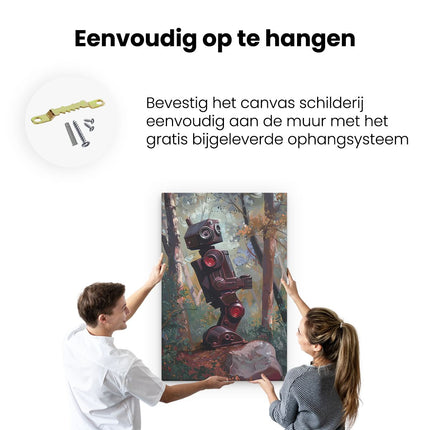 Canvas schilderij ophangen Robot in het Bos