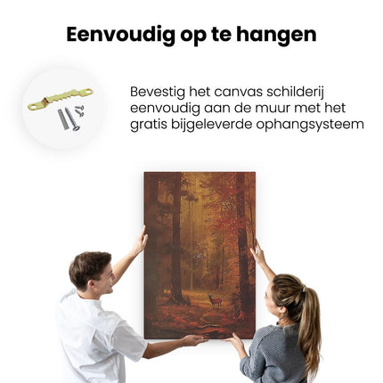 Canvas schilderij ophangen Herten in een Bos