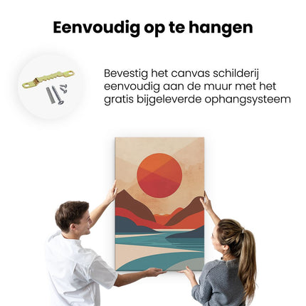 Canvas schilderij ophangen De Zon komt op boven de Bergen