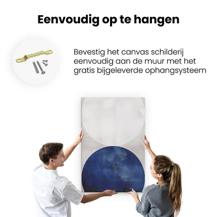 Canvas schilderij ophangen Blauw en Wit Kunstwerk op een Witte Achtergrond