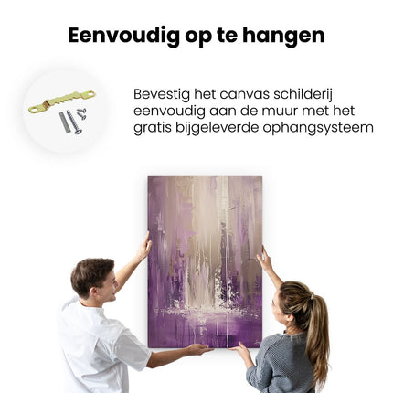 Canvas schilderij ophangen Abstract Kunstwerk van Paars en Wit