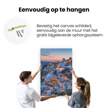 Canvas schilderij ophangen Santorini, Griekenland in de Schemering