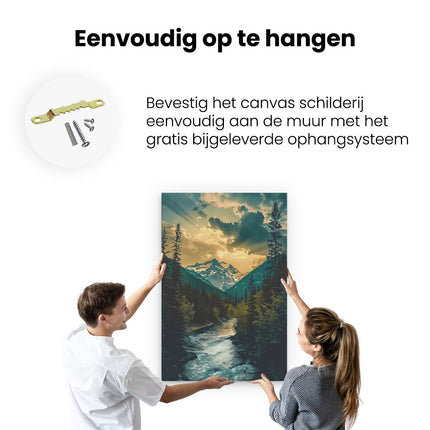 Canvas schilderij ophangen Bergbeek bij Zonsondergang