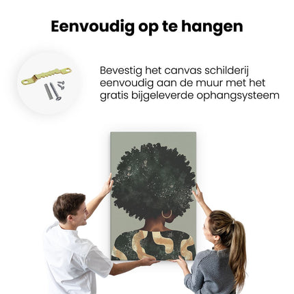 Canvas schilderij ophangen Illustratie van een Vrouw met een Afro
