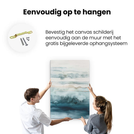 Canvas schilderij ophangen Abstract Kunstwerk van Blauw en Wit Water