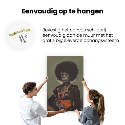Canvas schilderij ophangen Zwarte Vrouw met een Afro