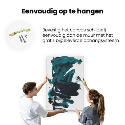 Canvas schilderij ophangen Zwart en Blauw Abstract Kunstwerk