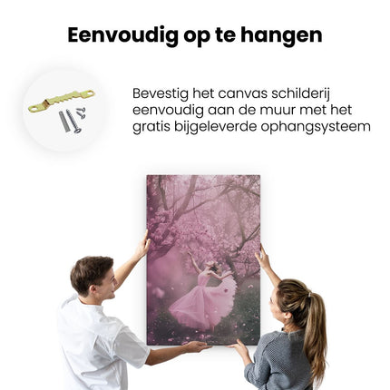 Canvas schilderij ophangen Balletdanseres in een Roze Jurk