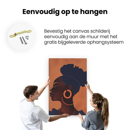 Canvas schilderij ophangen Zwarte Vrouw met een Hoepeloorring