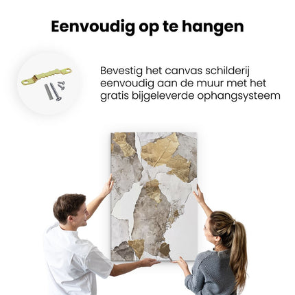 Canvas schilderij ophangen Bladgoud op een Witte Achtergrond