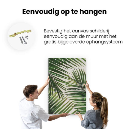 Canvas schilderij ophangen Palmbladeren op een Witte Achtergrond