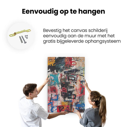 Canvas schilderij ophangen Kunstwerk met veel Graffiti Erop