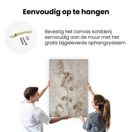 Canvas schilderij ophangen Bos Gedroogde Bloemen op een Muur