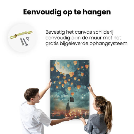 Canvas schilderij ophangen Heteluchtballonnen Vliegen in de Lucht